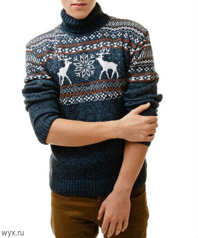 Мужской свитер с оленями - Пуговка - вязание спицами и крючком для всех