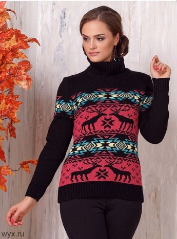 Женский свитер с оленями "Розе"