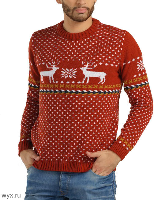 Красный свитер с оленями 