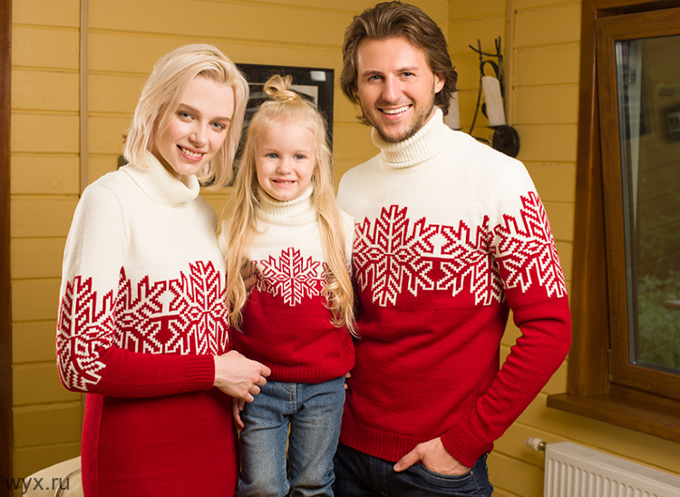 Семейные свитера "снежинки" 3шт 