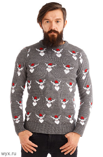 Мужской свитер серый "Рождество"